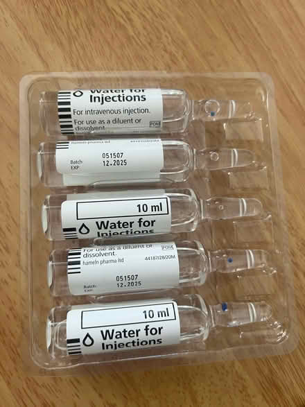Photo of free 06 ampoule x Water for injections (baguley M23) #2