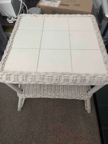 Photo of free White wicker tiled small table (M21 Manchester) #1
