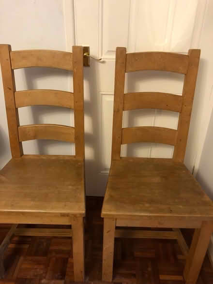 Photo of free Beech solid kitchen chairs (Nr Thatcham (Bucklebury)) #1