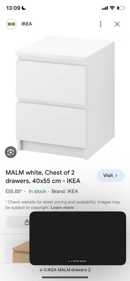 Photo of IKEA malm chest of two draws (Maida Vale W9) #1