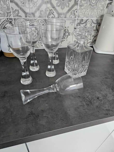 Photo of free 5 wine glasses and a decanter (Attleborough NR17) #2
