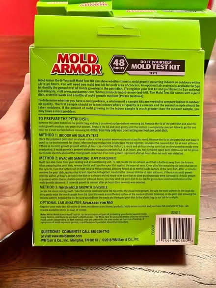 Photo of free 4 Mold test kits (new/unopened) (Cabin John near Bethesda) #3