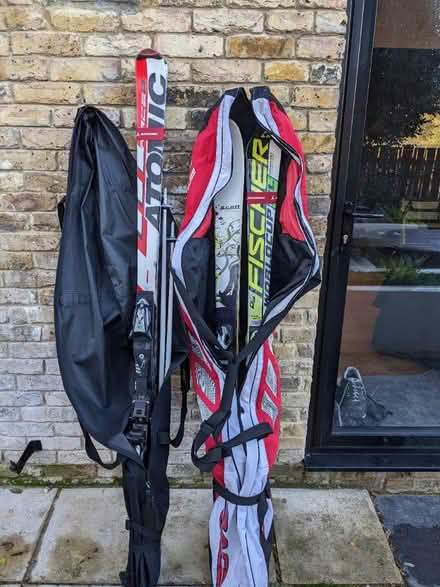 Photo of free Three pairs skis, pair poles, bags (SE21) #2