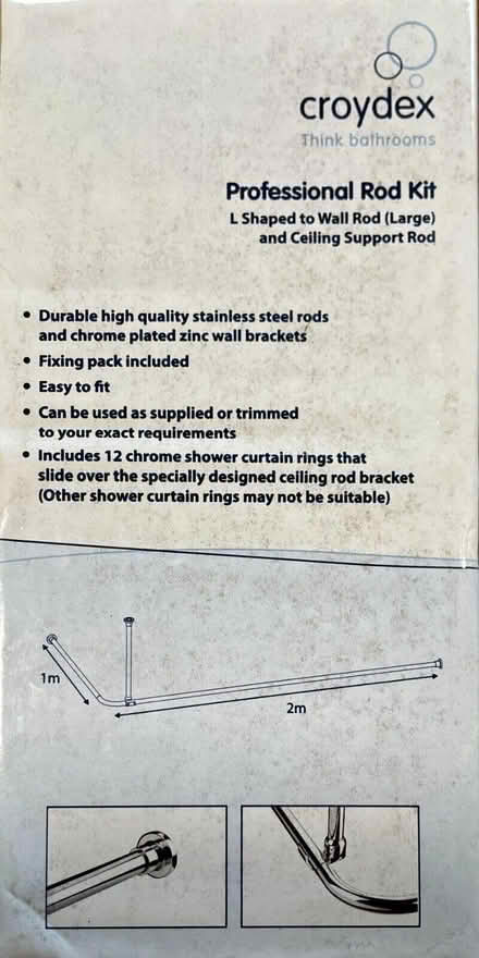 Photo of free Croydex Shower Curtain Rod 2mx1m L-Shape Stainless Trimmable (Elmers End BR3) #3