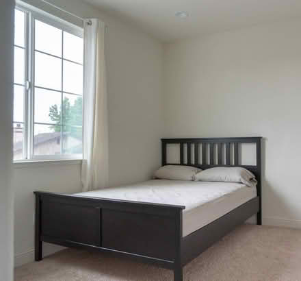 Photo of free queen bedframe, mattress, pillows (Newark) #1