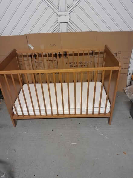Photo of free Wooden cot with mattress (Frampton Cotterell) #2