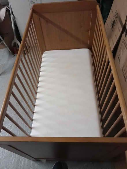 Photo of free Wooden cot with mattress (Frampton Cotterell) #1