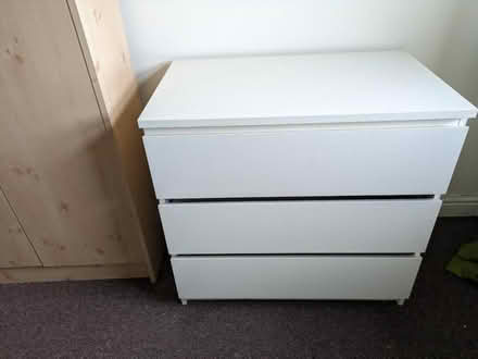Photo of free Worn white 3 draw unit (Wath upon Dearne S63) #1