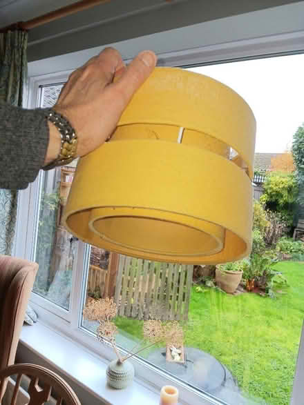 Photo of free Sand coloured canvas Ceiling light shade (Market Deeping CP) #1