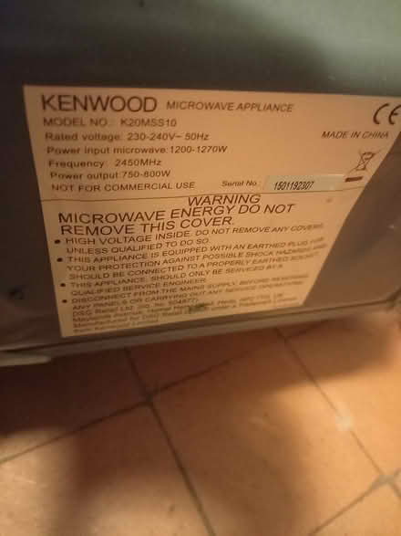 Photo of free Kenwood microwave (Conwy Town) #1