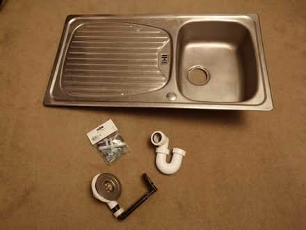 Photo of free stainless steel sink with fittings. 3'1 x 1'8 (Caterham CR3) #1