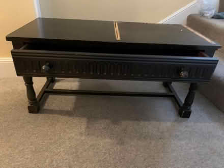 Photo of free Dark wooden side table w drawer (Christleton CH3) #2