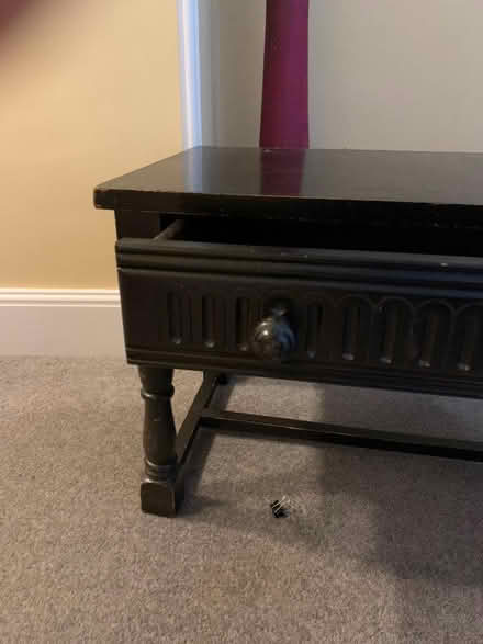 Photo of free Dark wooden side table w drawer (Christleton CH3) #4