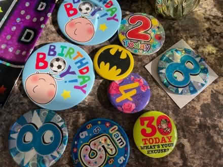 Photo of free Assorted birthday badges, banners and balloon weights (Whitehill SG4) #3