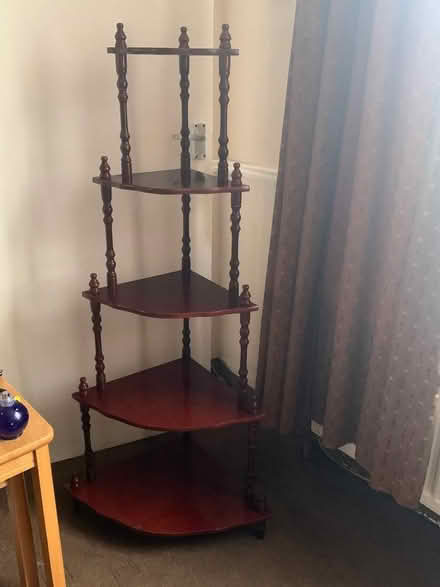 Photo of free Vintage Dark Wood Corner Shelf (Parson Cross S5) #1