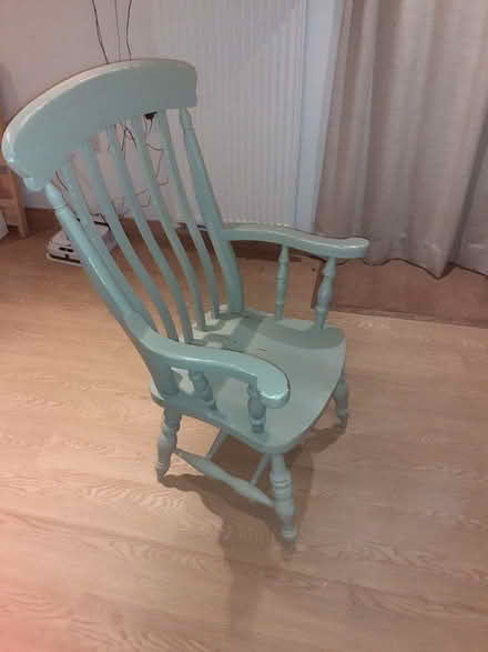 Photo of free Painted wooden armchair, pale green (Chew Stoke BS40) #2