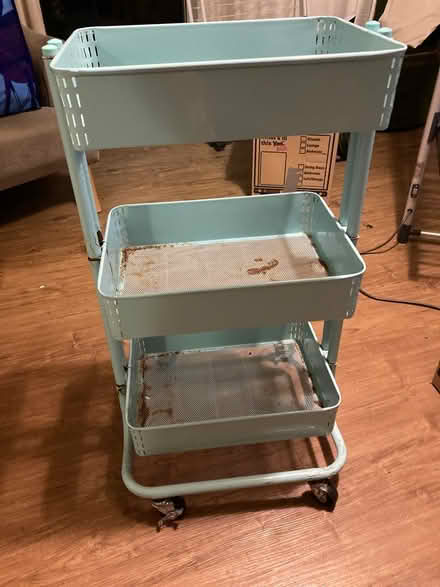 Photo of free Wheeled shelves - (rusting!) (Leamington Spa Milverton CV32) #1
