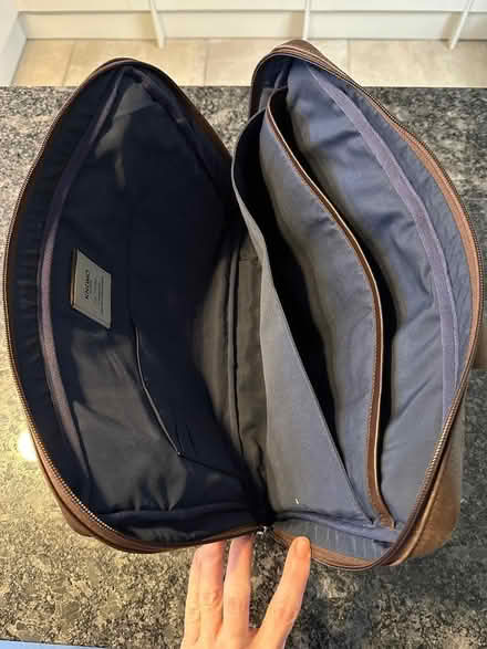 Photo of free 15" Knomo Brown Leather Laptop Case with Strap (Maida Vale W9) #1