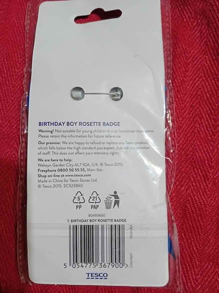 Photo of free Blue Birthday boy badge (Hemel Hempstead) #2