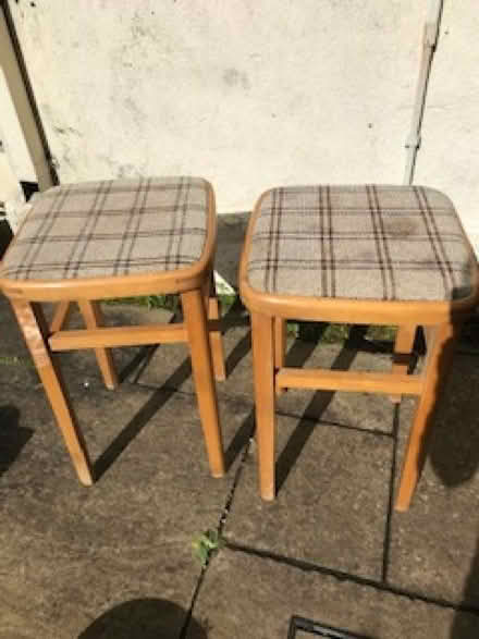 Photo of free Two bar stools, one stained on seat. (Redruth TR15) #1