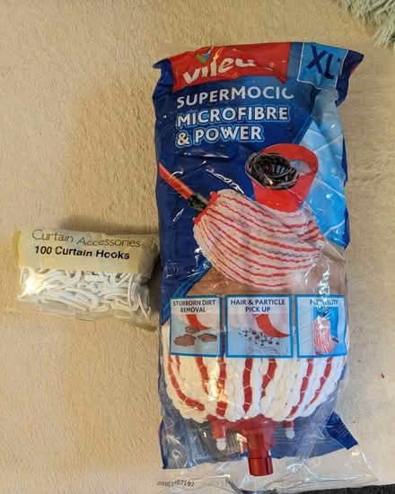 Photo of free Curtain hooks and mop (Spinningfields M3) #1