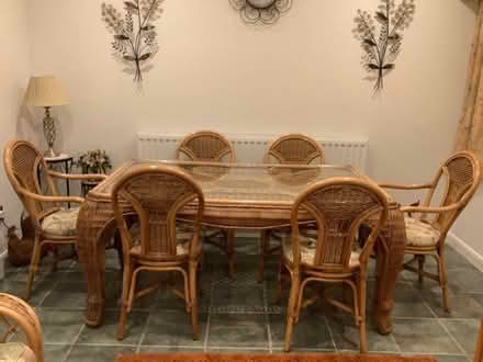 Photo of free Glass Wicker Table & 6 Chairs (Terrington St John PE14) #1