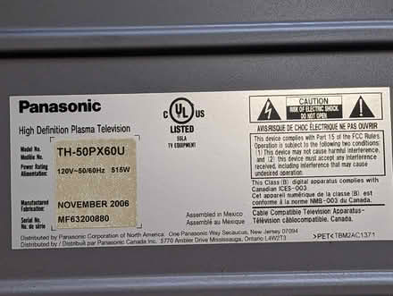 Photo of free Working 50" Plasma TV (Aston near Northley) #2