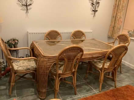 Photo of free Glass Wicker Table & 6 Chairs (Terrington St John PE14) #2