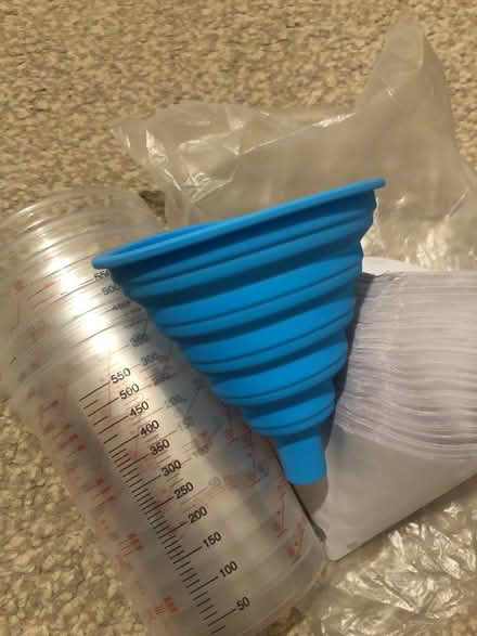 Photo of free Collapsable silicone paint funnel + cups & filters (Oldfield Park) #1