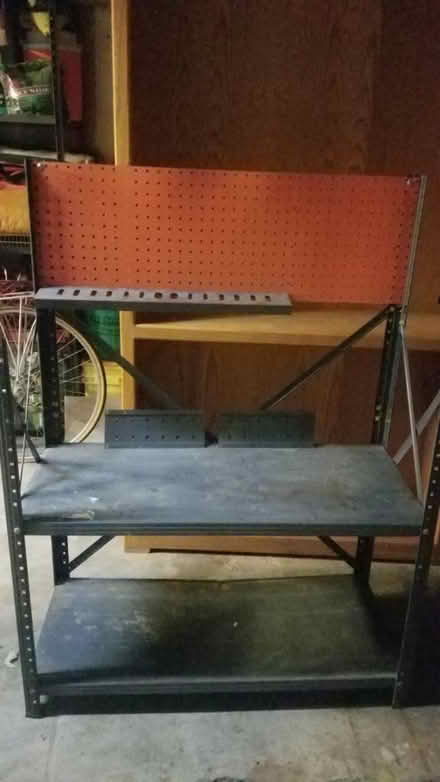 Photo of free Metal shelf w peg board (Ashland and River Street) #2