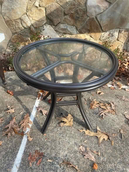 Photo of free Rattan and glass side table outdoor (Weddington off of Rea Road) #1