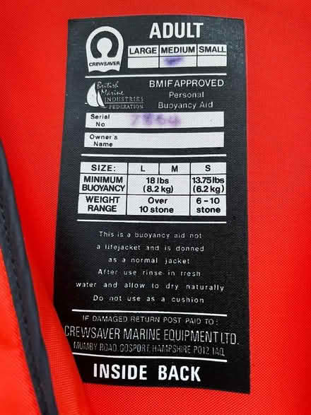 Photo of free Buoyancy jacket for surfing/sailboarding etc. (Kinnoull PH2) #1