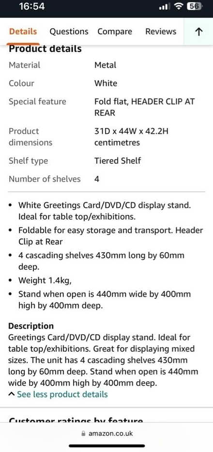 Photo of free White metal card display stand (Homerton, E9) #4