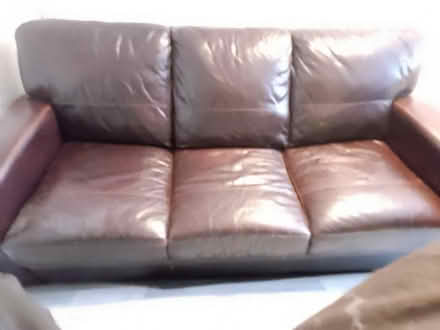 Photo of free Leather couch & chair. (Maghull L31) #2
