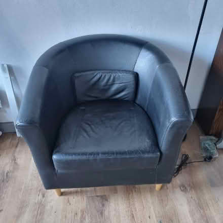 Photo of free Black leather tub chair (Kendal LA9) #2