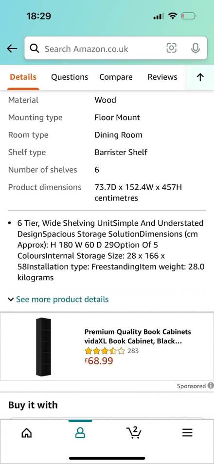 Photo of free 6 Tiers bookshelf black (Clifton M27) #2