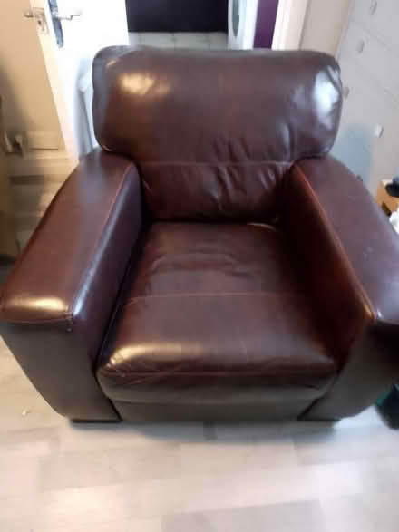 Photo of free Leather couch & chair. (Maghull L31) #1