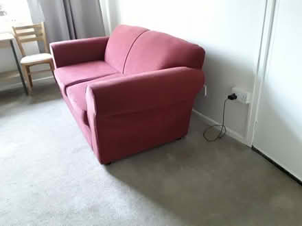 Photo of free Red velvet upholstered sofa (Blacon CH1) #2