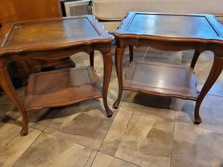 Photo of free 2 End tables, leather top (Middletown Township) #1