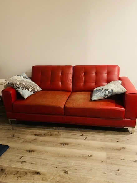 Photo of free Red leather couch, table, chairs (Mount Pleasant) #1