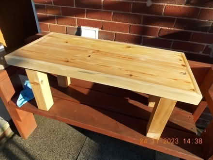 Photo of free coffee table, upcycled, redwood, waxed (Astley Bridge BL1) #1