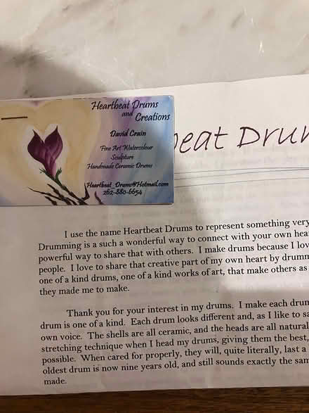 Photo of free David Crain Heartbeat Drum (Northbrook 60062) #1
