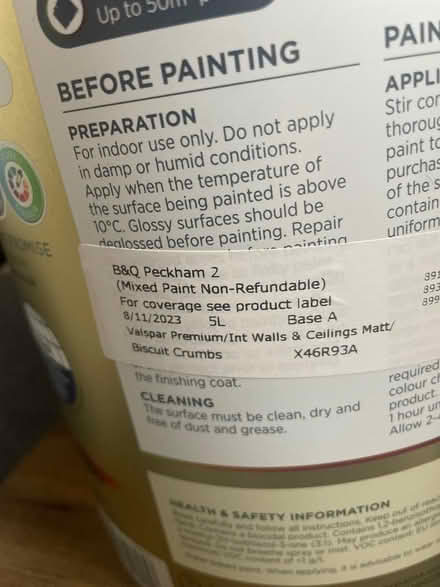 Photo of free Valspar paint- Biscuit crumbs 15L (Stockwell SW9) #3