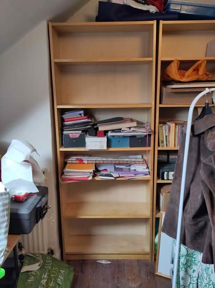Photo of free 2 matching tall wood shelves (bristol BS7) #1