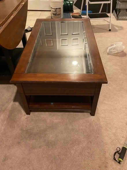 Photo of free Large wood and glass coffee table (Ashburn, VA) #2