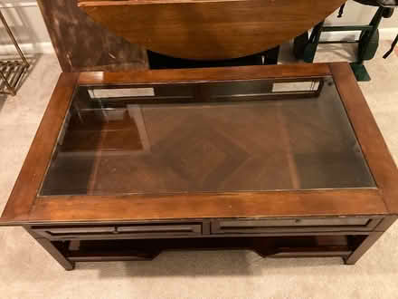 Photo of free Large wood and glass coffee table (Ashburn, VA) #1