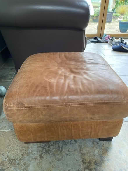Photo of free Tan leather pouffe (Mangotsfield BS16) #1