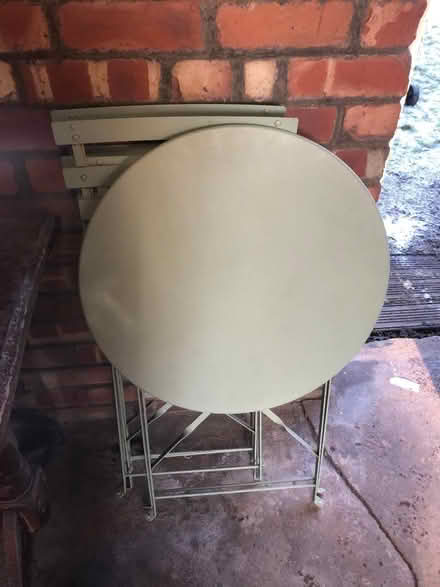 Photo of free Garden table and two chairs. Folding bistro set (Heaton Mersey SK4) #1