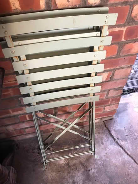 Photo of free Garden table and two chairs. Folding bistro set (Heaton Mersey SK4) #2