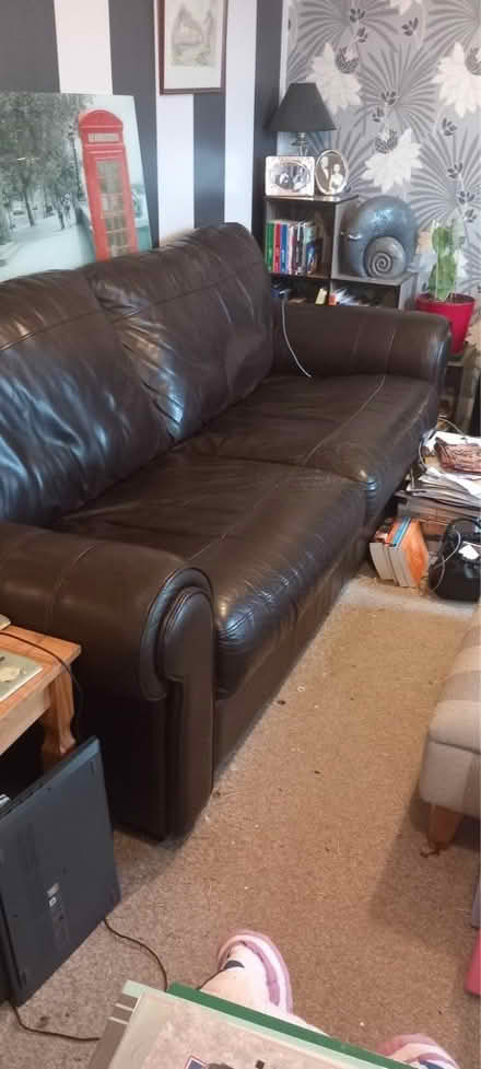 Photo of free Brown Leather Sofa (S65 Rotherham) #1